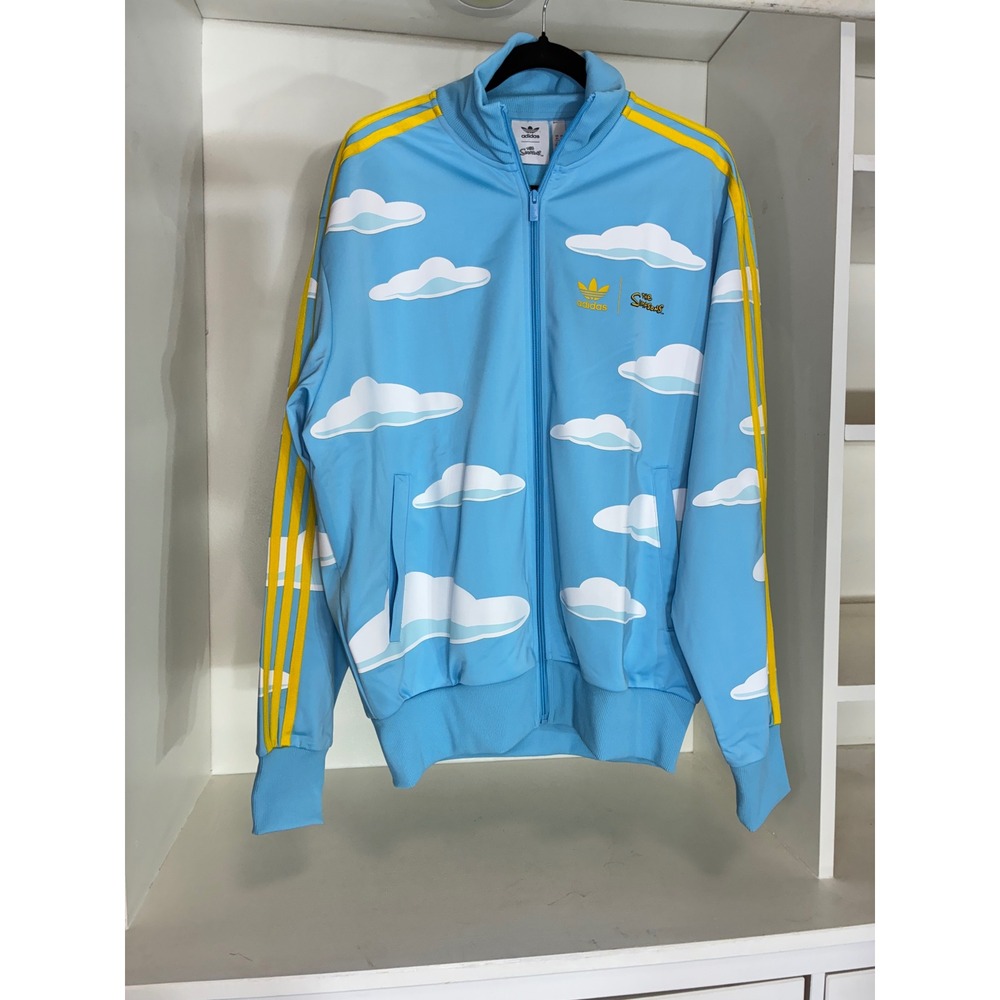 Adidas The Simpsons Track Jacket Men Medium Blue Cloud Print Firebird IM8031